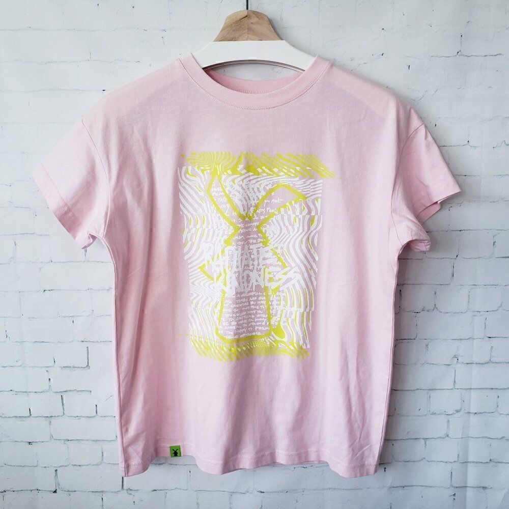 Dutch Bros Windmill Graphic Tee Light Pink Womens Size XS Radiate Kindness Crew